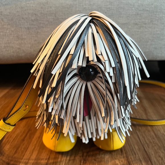 kate spade Handbags - RARE Kate Spade Showdog Fringed 3D Dog Crossbody Shaggy Dog